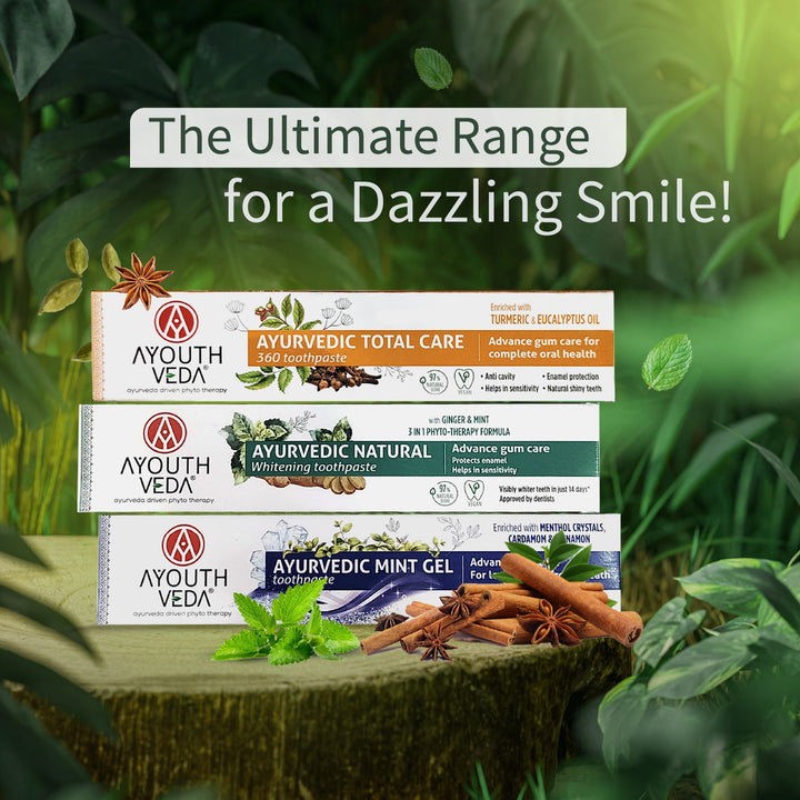 Ayurvedic Charcoal White Toothpaste with Activated Bamboo Charcoal & Turmeric for Deep Cleaning & Whitening  - 100g each Set of 2