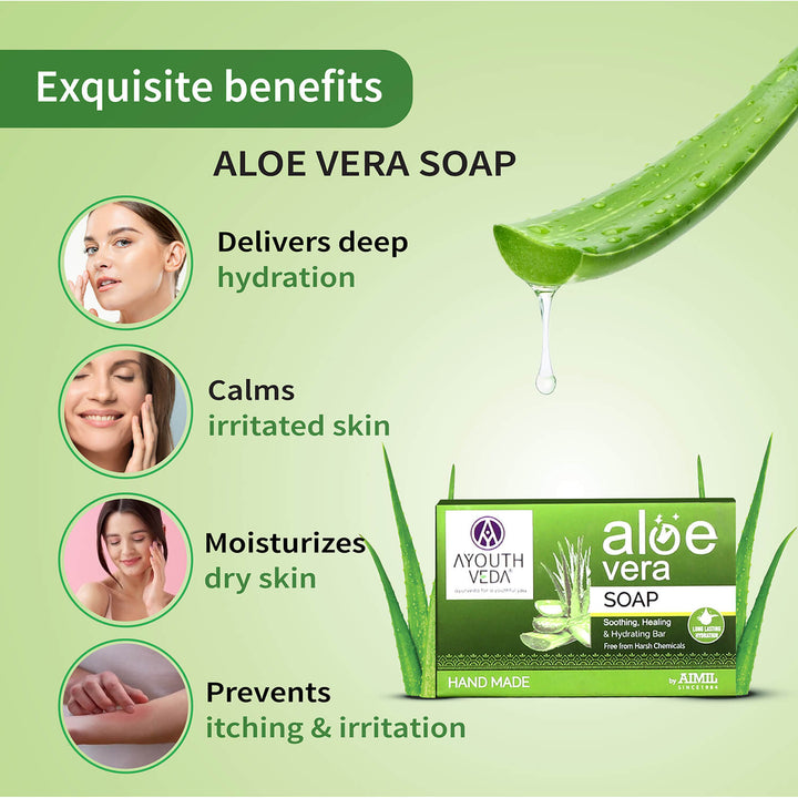 Aloevera Range | Aloe vera gel 150g +Aloe vera soap 100g | Talc 300g - Ayouthveda