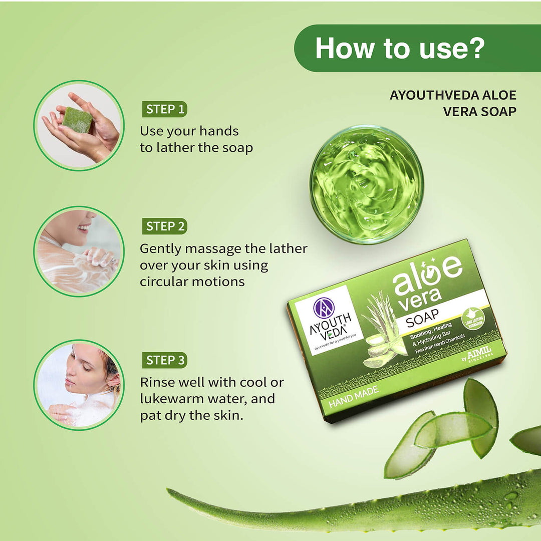 Aloevera Range | Aloe vera gel 150g +Aloe vera soap 100g | Talc 300g - Ayouthveda