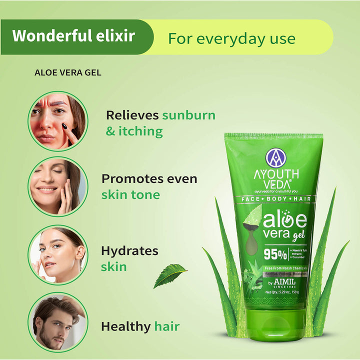 Aloevera Range | Aloe vera gel 150g +Aloe vera soap 100g | Talc 300g - Ayouthveda