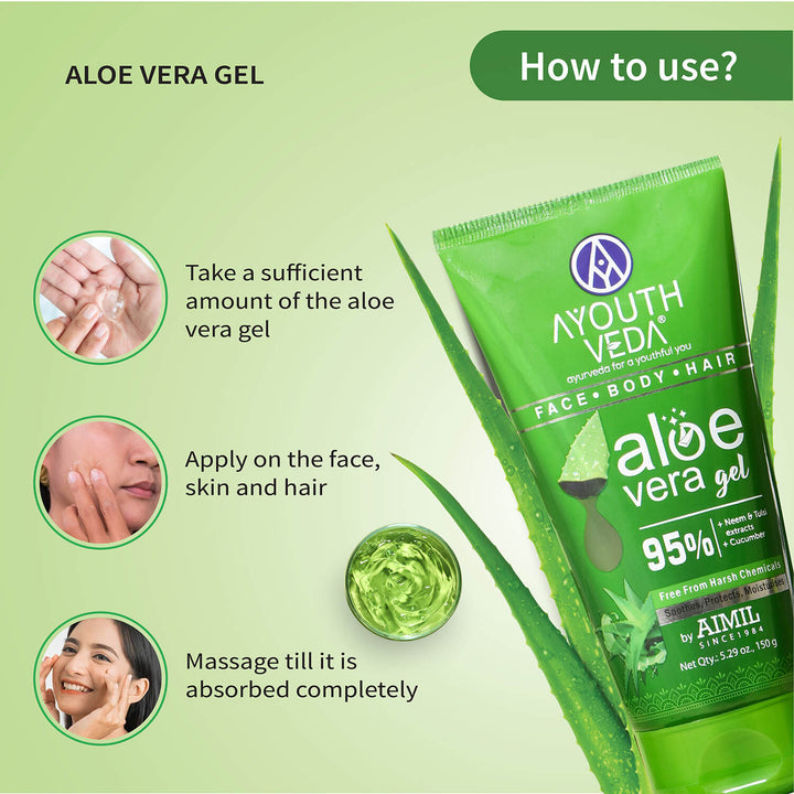 Aloevera Range | Aloe vera gel 150g +Aloe vera soap 100g | Talc 300g - Ayouthveda