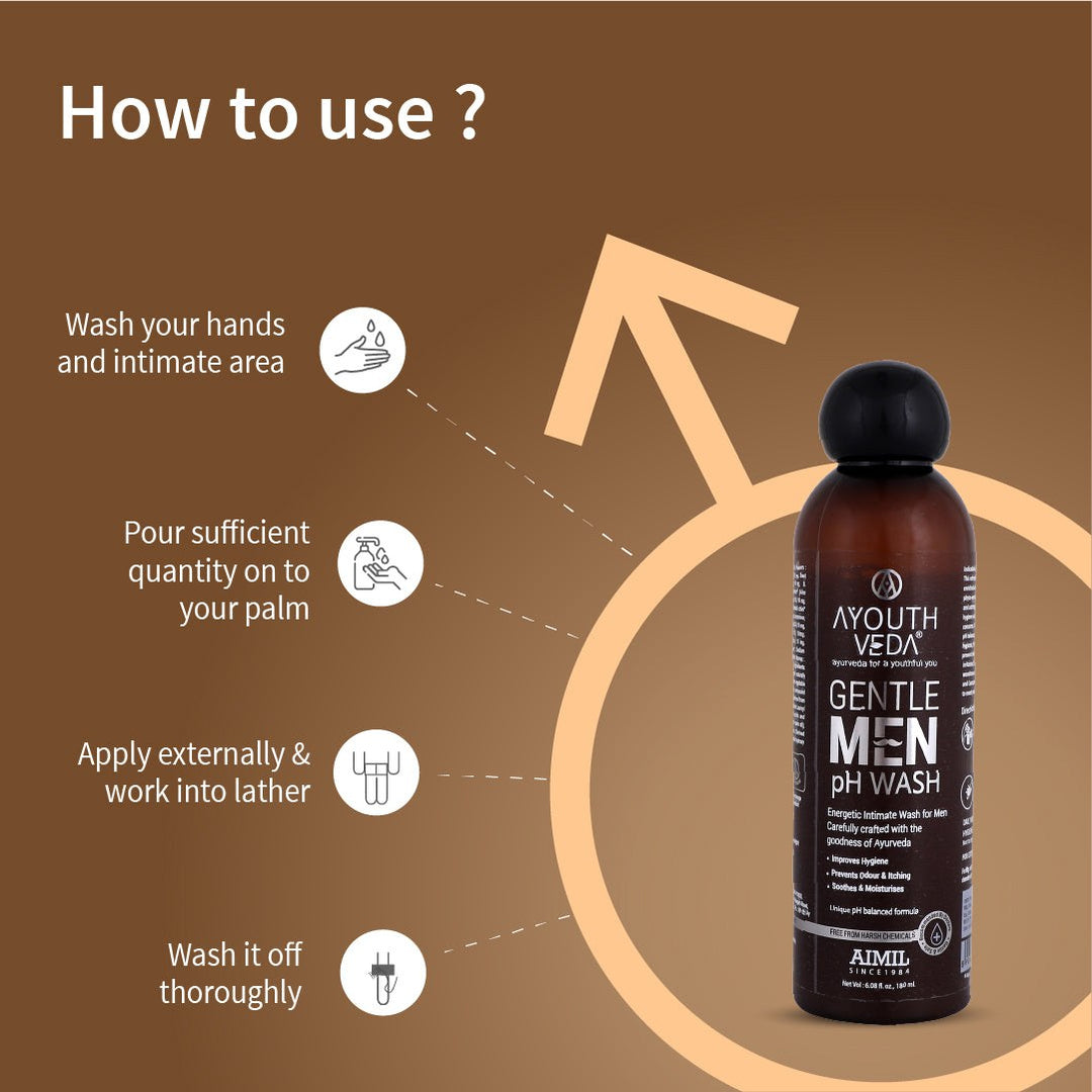 Gentle-Men pH Wash with pH balanced formula (Net Qty-180ml) - Ayouthveda