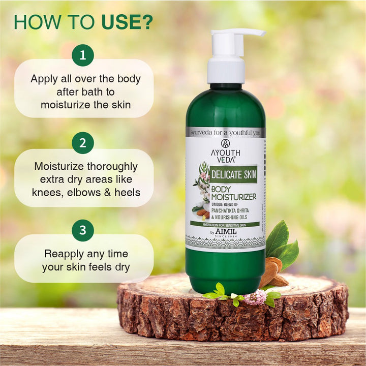 Delicate Skin Body Moisturizer (Net Qty-300ml) - Ayouthveda