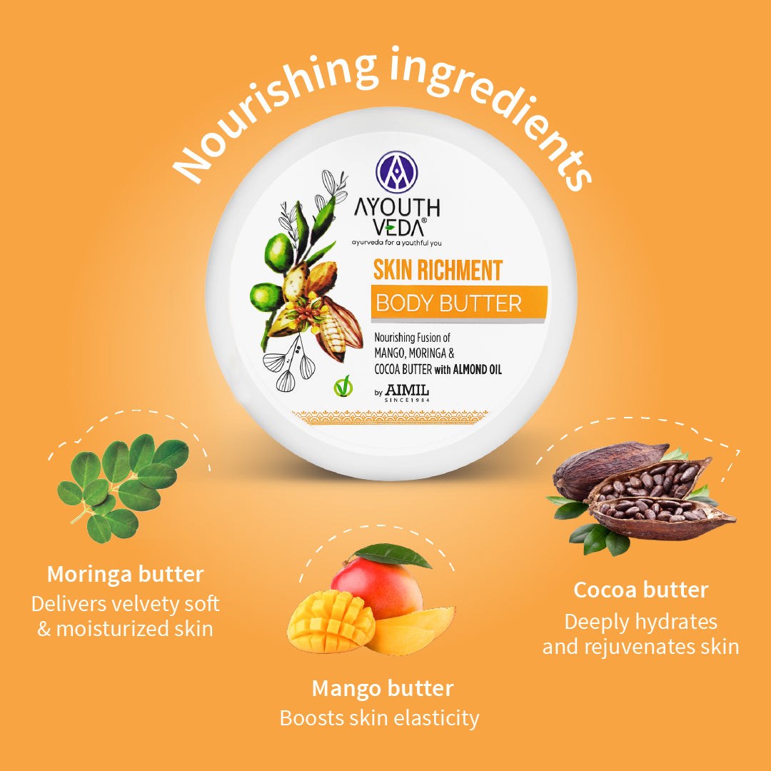 Skin Richment Body Butter With Mango and Cocoa Butter (Net Qty- 200g ) - Ayouthveda