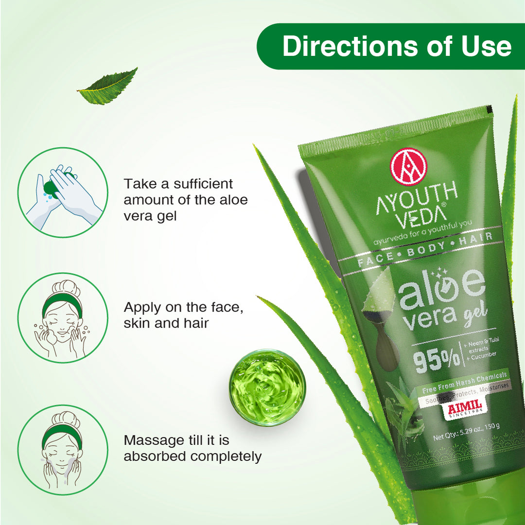 Ayouthveda Aloe Vera Gel for Face, Hair & Body (Net Qty- 150g)