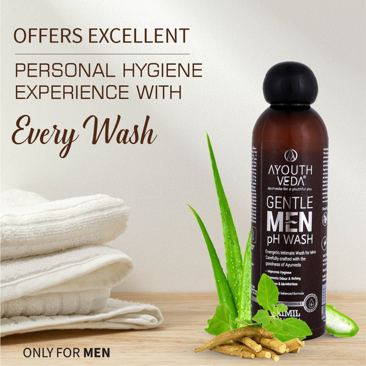Gentle-Men pH Wash with pH balanced formula (Net Qty-180ml) - Ayouthveda