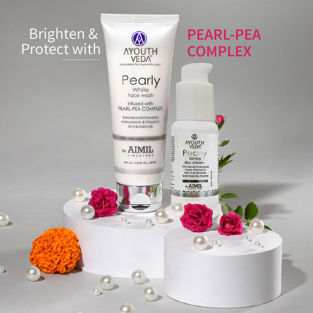 Pearly White Day Care Combo: Pearly White Face Wash (100 ml), Pearly White Day Cream (30 g) - Ayouthveda