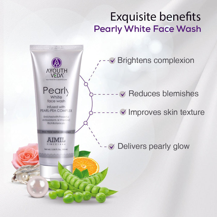 Face & Body Brightening Combo: Pearly White Face Wash (100 ml), Indian Clay Soap (100 gm) - Ayouthveda