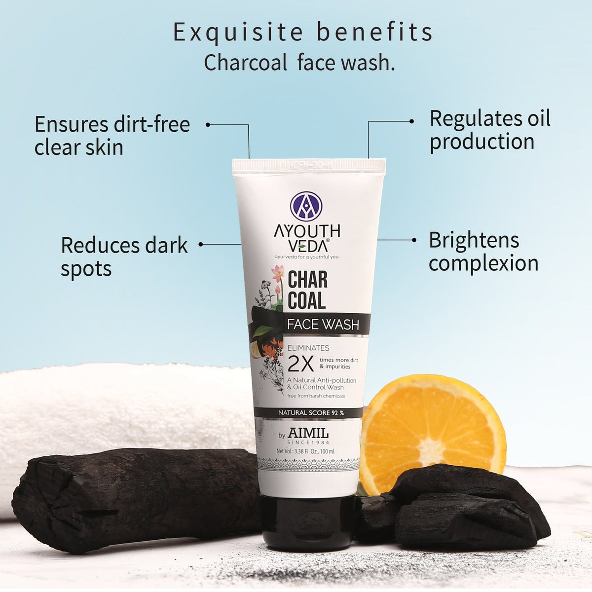 Skin Protecting Combo Charcoal Face Wash (100 ml), Sun Turn Cream SPF