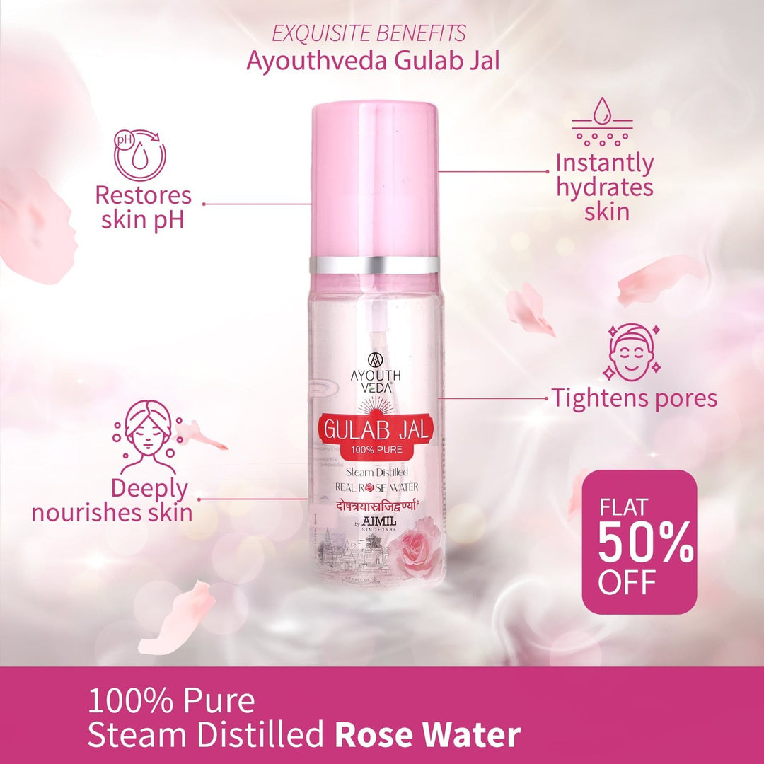 Luminous Skin Combo: Vitamin-C Face Pack Powder (10g × 8), Gulab Jal (100 ml) - Ayouthveda