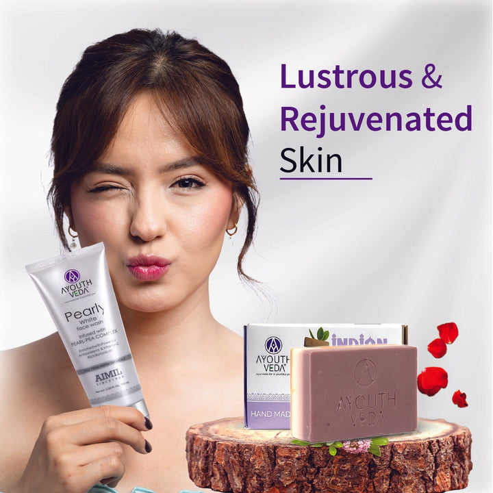 Face & Body Brightening Combo: Pearly White Face Wash (100 ml), Indian Clay Soap (100 gm) - Ayouthveda