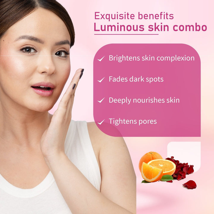Luminous Skin Combo: Vitamin-C Face Pack Powder (10g × 8), Gulab Jal (100 ml) - Ayouthveda