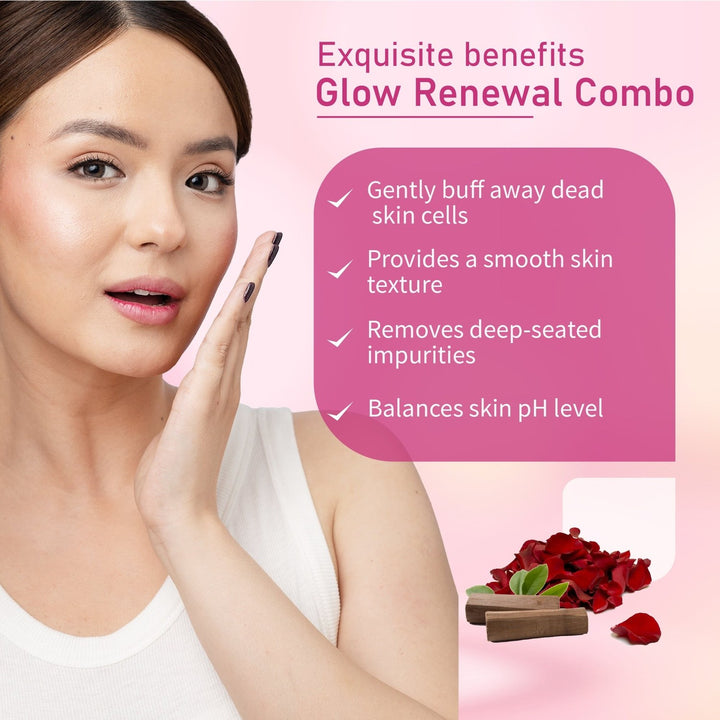 Glow Renewal Combo: Herbal Ubtan Face Pack Powder (10g × 8), Gulab Jal (100 ml) - Ayouthveda