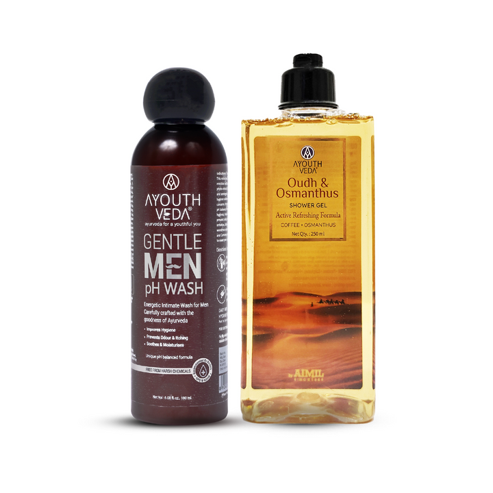 Oudh Gentlemen's Hygiene Duo | Gentle Men pH Wash (180 ml) | Oudh Shower Gel (200 ml)