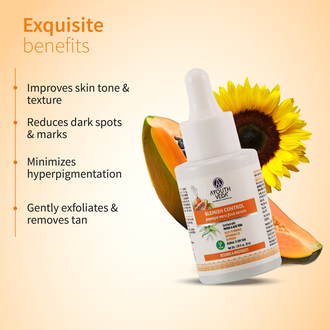 Papaya Vera Blemish Repair Kit | Papaya Vera Face Wash (100 ml) | Blemish Control Papaya Vera Face Serum (30 ml) | Papaya Vera Face Cream (50 g)