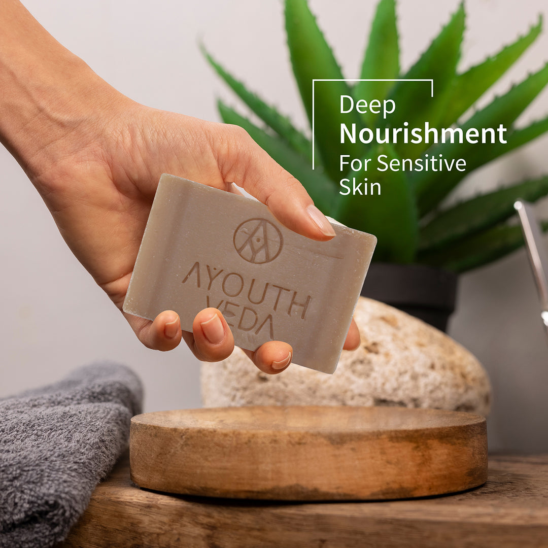 Delicate Skin Pure Handmade Castile Soap With Neem & Tulsi ( Net Qty-100g) - Ayouthveda