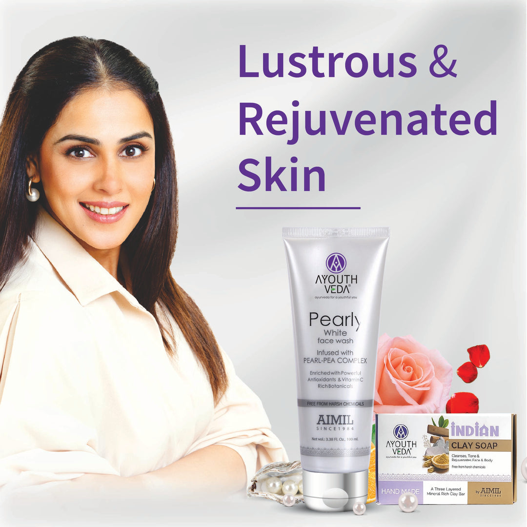 Face & Body Brightening Combo: Pearly White Face Wash (100 ml), Indian Clay Soap (100 gm)