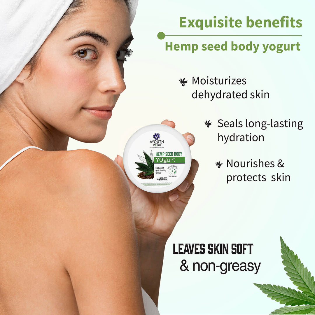 Hemp Collection ( Hemp Seed under eye gel 15g , Bodyogurt 200g, Wrinkle cream 50g ) - Ayouthveda