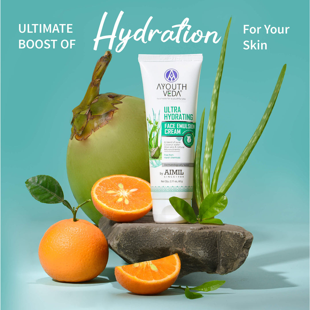 Ultra Hydrating Face Emulsion Cream With Aloe Vera & Coconut Water- 60 g - Ayouthveda