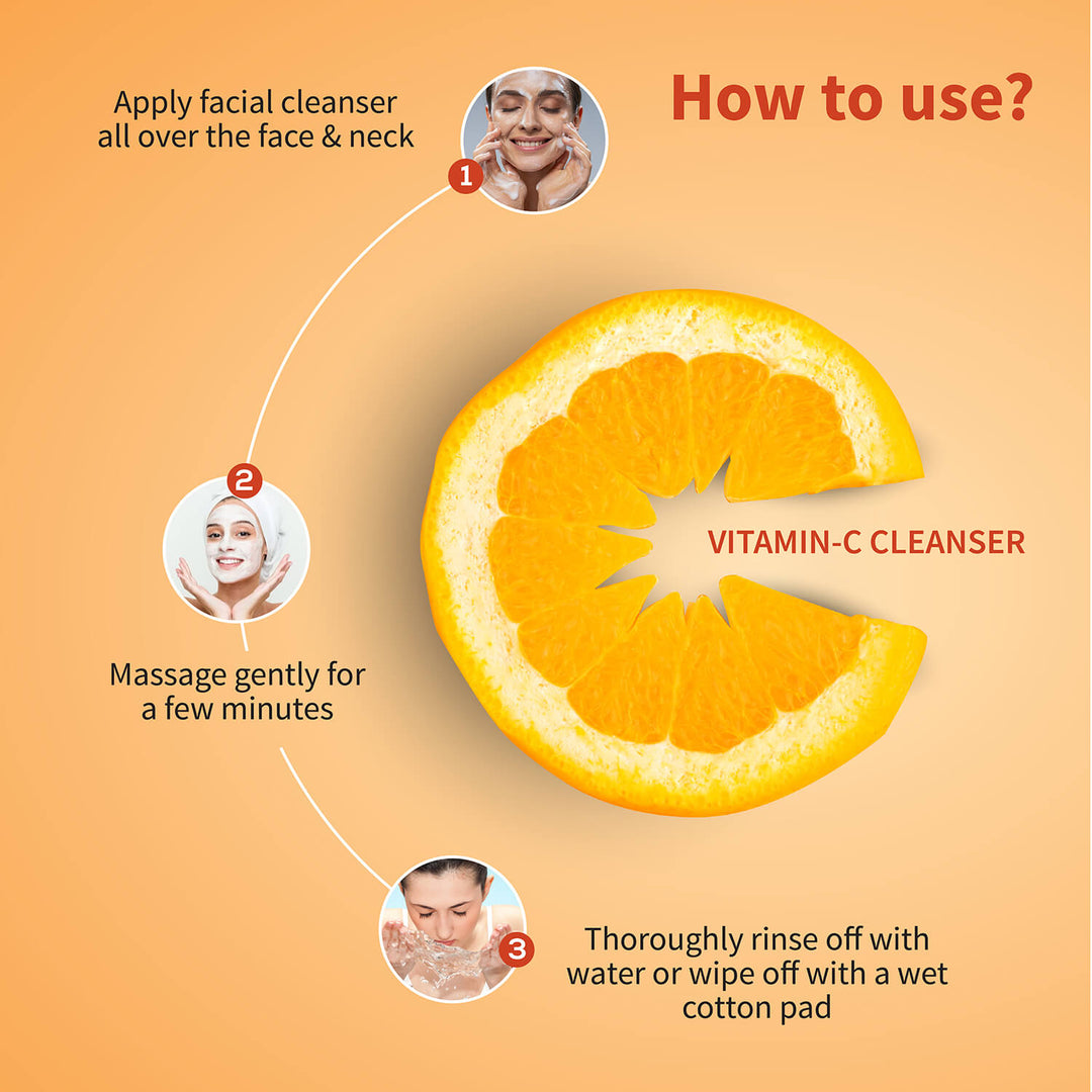 Vitamin-C Regimen: Vitamin-C Facial Cleanser (100 g), Vitamin-C Face Pack Powder (10g×8 sachet), Vitamin-C Face Serum (30 ml) - Ayouthveda