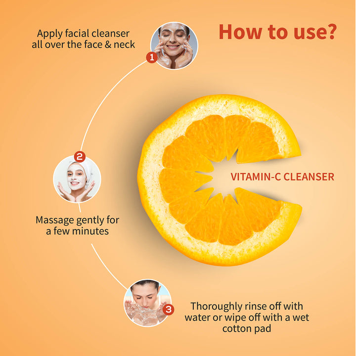 Vitamin-C Regimen: Vitamin-C Facial Cleanser (100 g), Vitamin-C Face Pack Powder (10g×8 sachet), Vitamin-C Face Serum (30 ml) - Ayouthveda