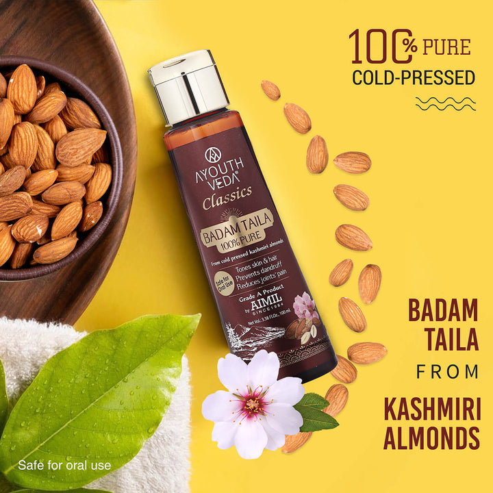 Ayouthveda Badam Taila | 100% Pure Almond Oil ( Net Qty- 100ml) - Ayouthveda