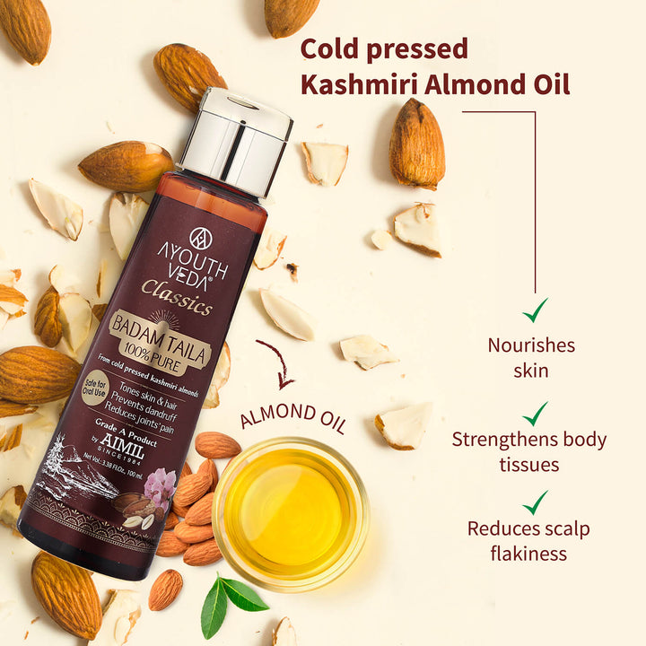 Ayouthveda Badam Taila | 100% Pure Almond Oil ( Net Qty- 100ml) - Ayouthveda