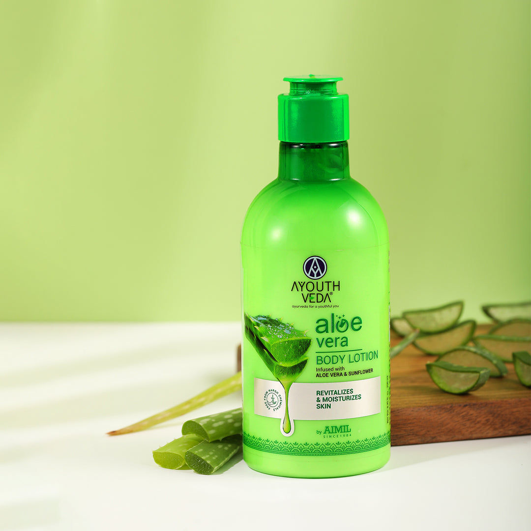 Ayouthveda Aloe Vera Body Lotion 250ml – Hydrating & Revitalizing Moisturizer with Aloe Vera & Sunflower for All Skin Types