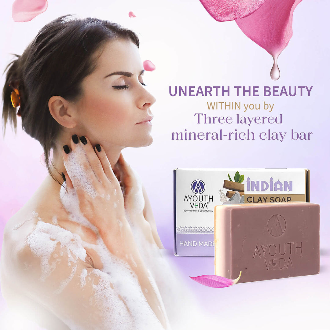 Indian Clay Handmade Soap With Multani Mitti (Net Qty-100g) - Ayouthveda
