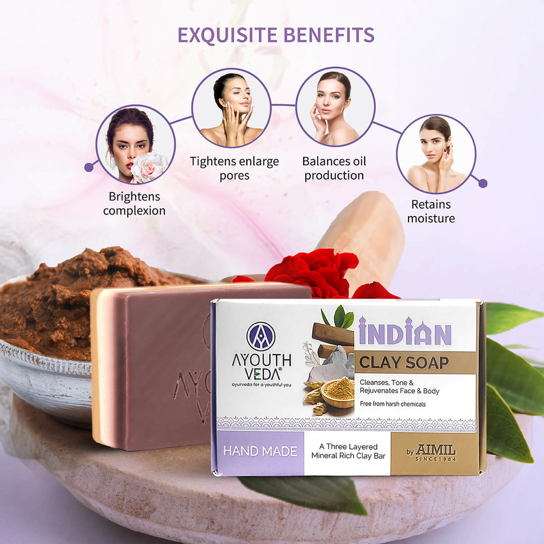 Indian Clay Handmade Soap With Multani Mitti (Net Qty-100g) - Ayouthveda