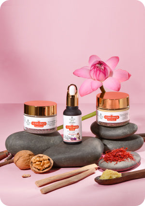 Ayouthveda Kunkumadi Regimen skincare products for radiant, smooth, and blemish-free skin.