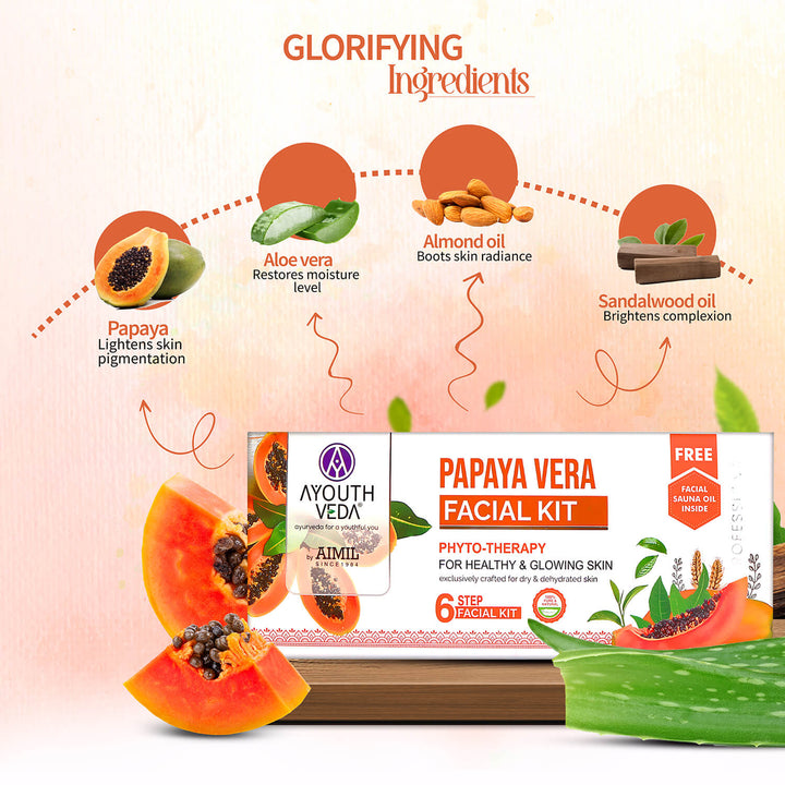 Papaya Vera Facial Kit for glowing skin 230g - Ayouthveda