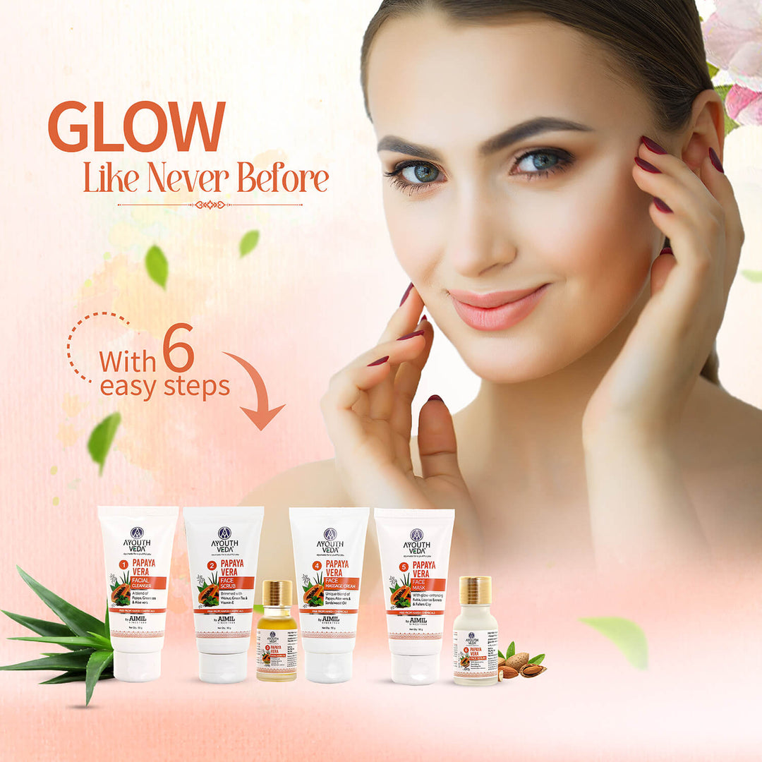 Papaya Vera Facial Kit for glowing skin 230g - Ayouthveda