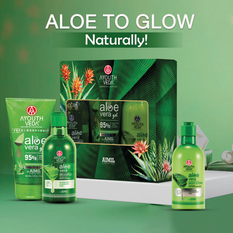 Soothing Aloe Care Combo: Aloe Vera Lotion (250 ml), Aloe Vera Shampoo –  Ayouthveda