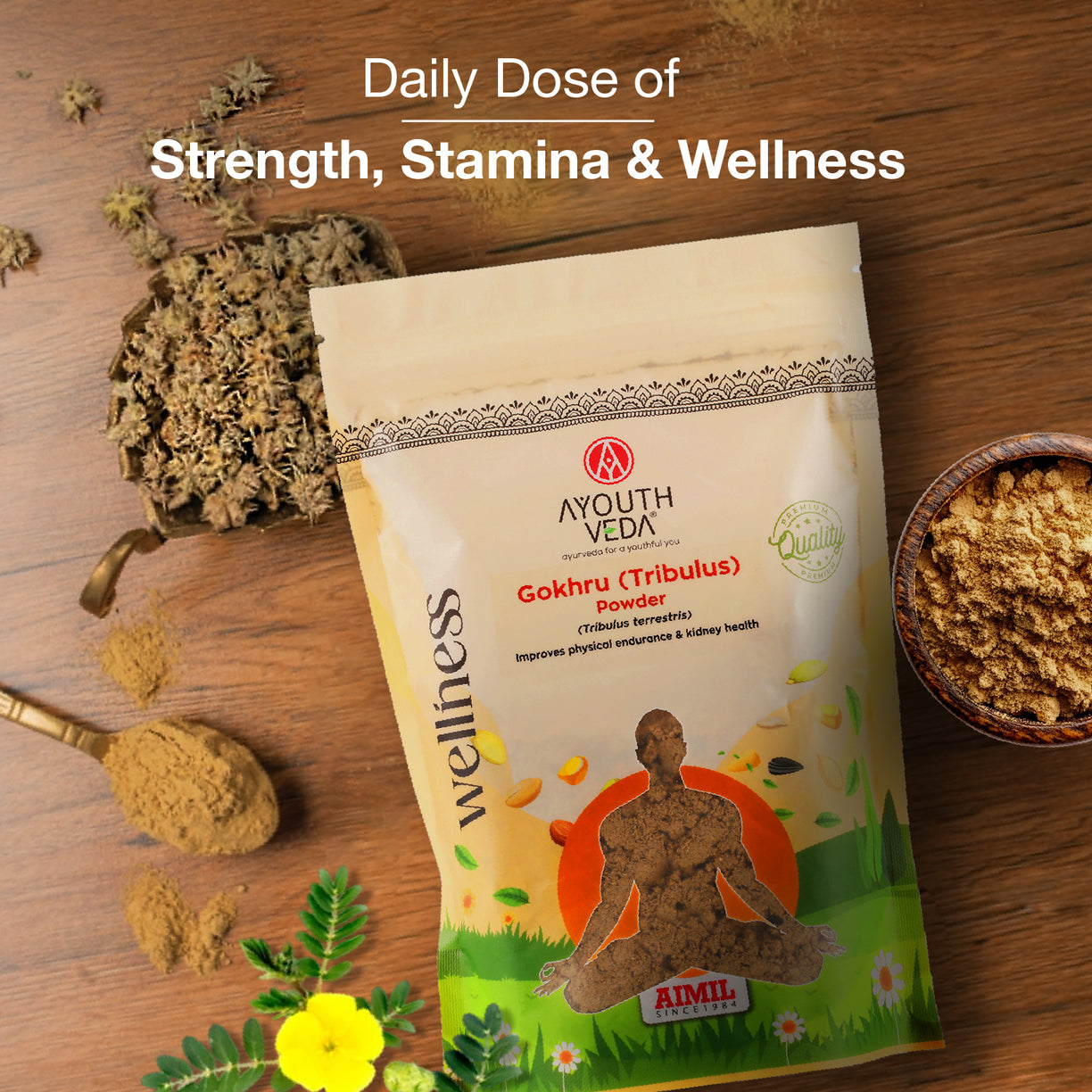 Ayouthveda Gokhru Powder | Pure Ayurvedic Tribulus terrestris for Strength, Stamina & Vitality | Supports Muscle Growth, Kidney & Urinary Health | Natural Energy & Performance Booster | Net Qty: 200g