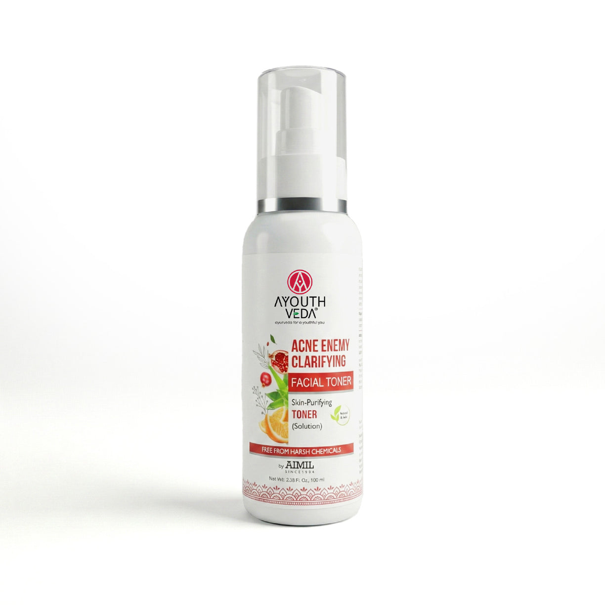 Ayouthveda Acne Enemy Clarifying Facial Toner with Pomegranate, Amla, Aloe Vera & Rose Distillate for Acne & Oil Control | Dermatologically Tested |Suitable for Oily & Acne-Prone Skin | Net Qty – 100 ml