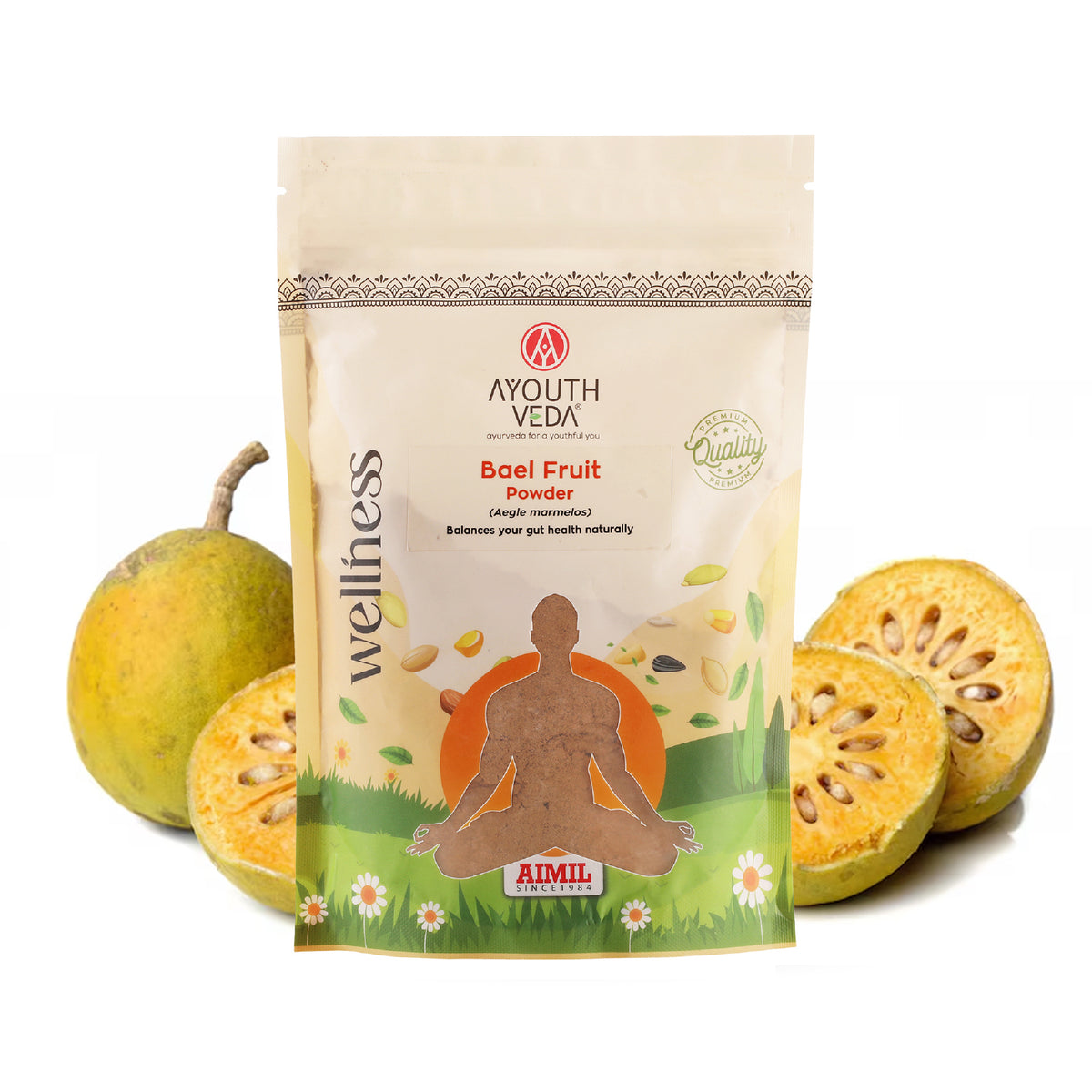 Instant Bael Powder Bael Fruit Powder with Pure Sun-Dried Bael (Aegle marmelos) for Digest ...