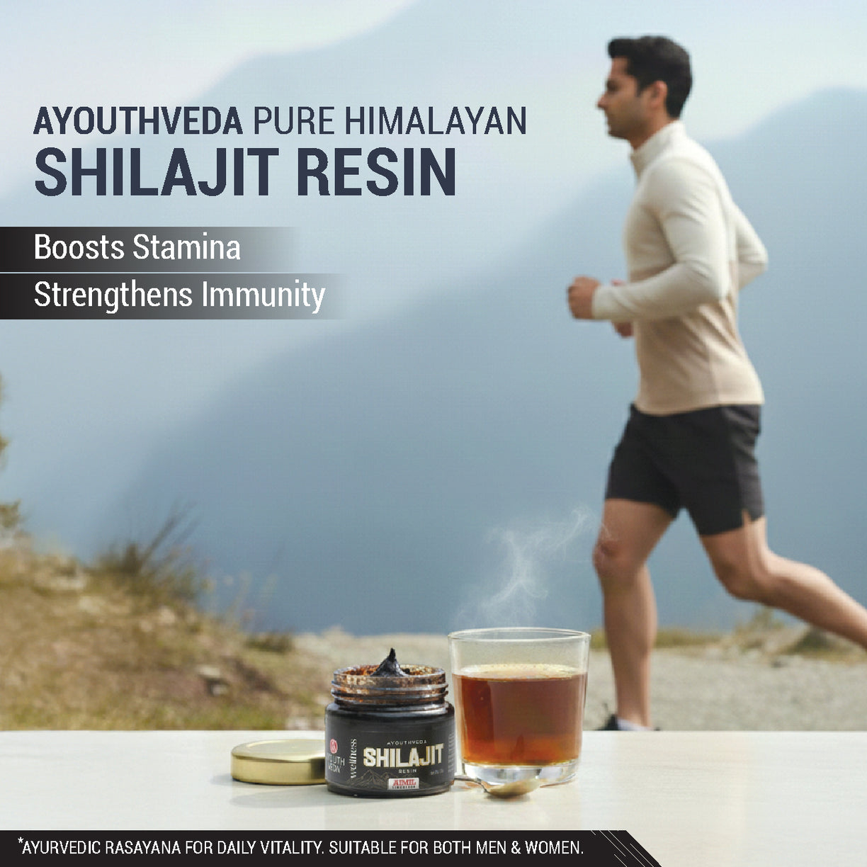 Ayouthveda Himalayan Shilajit Resin (20g) by AIMIL - 100% Pure Ayurvedic Wellness | Rich in Fulvic Acid & Trace Minerals for Strength and Stamina