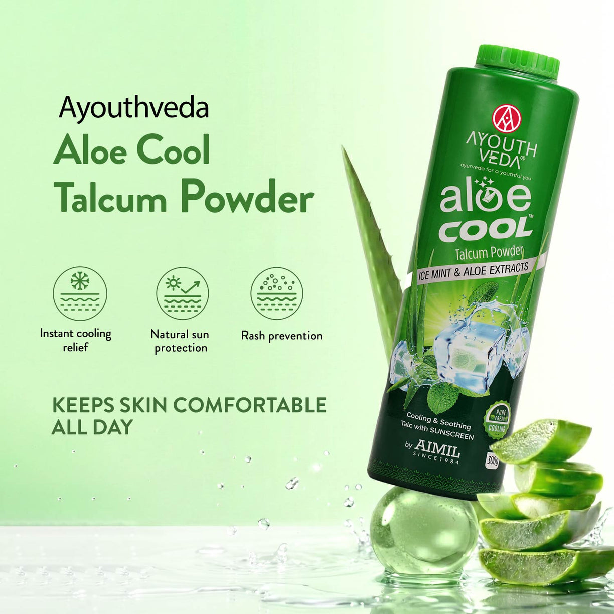 Aloe Cool Talcum Powder with Mint and Aloe Extracts 300g