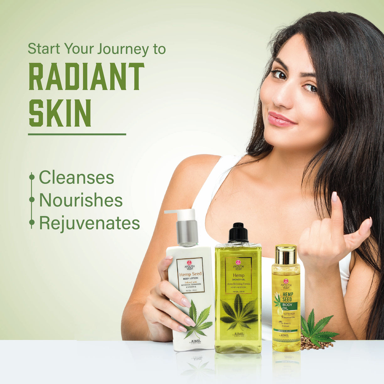 Hemp Skin Nourishment Combo: Hemp Seed Body Oil (100 ml) | Hemp Shower Gel (250 ml) | Hemp Seed Body Lotion (250 ml)