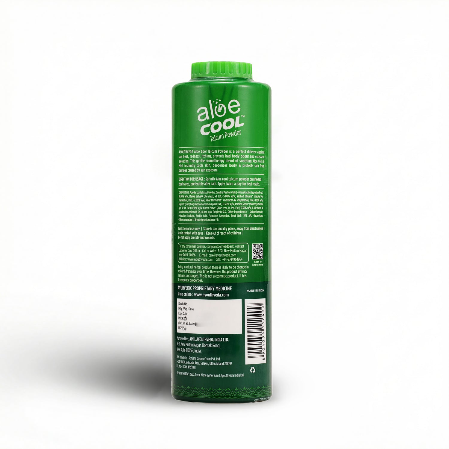 Aloe Cool Talcum Powder with Mint and Aloe Extracts 300g