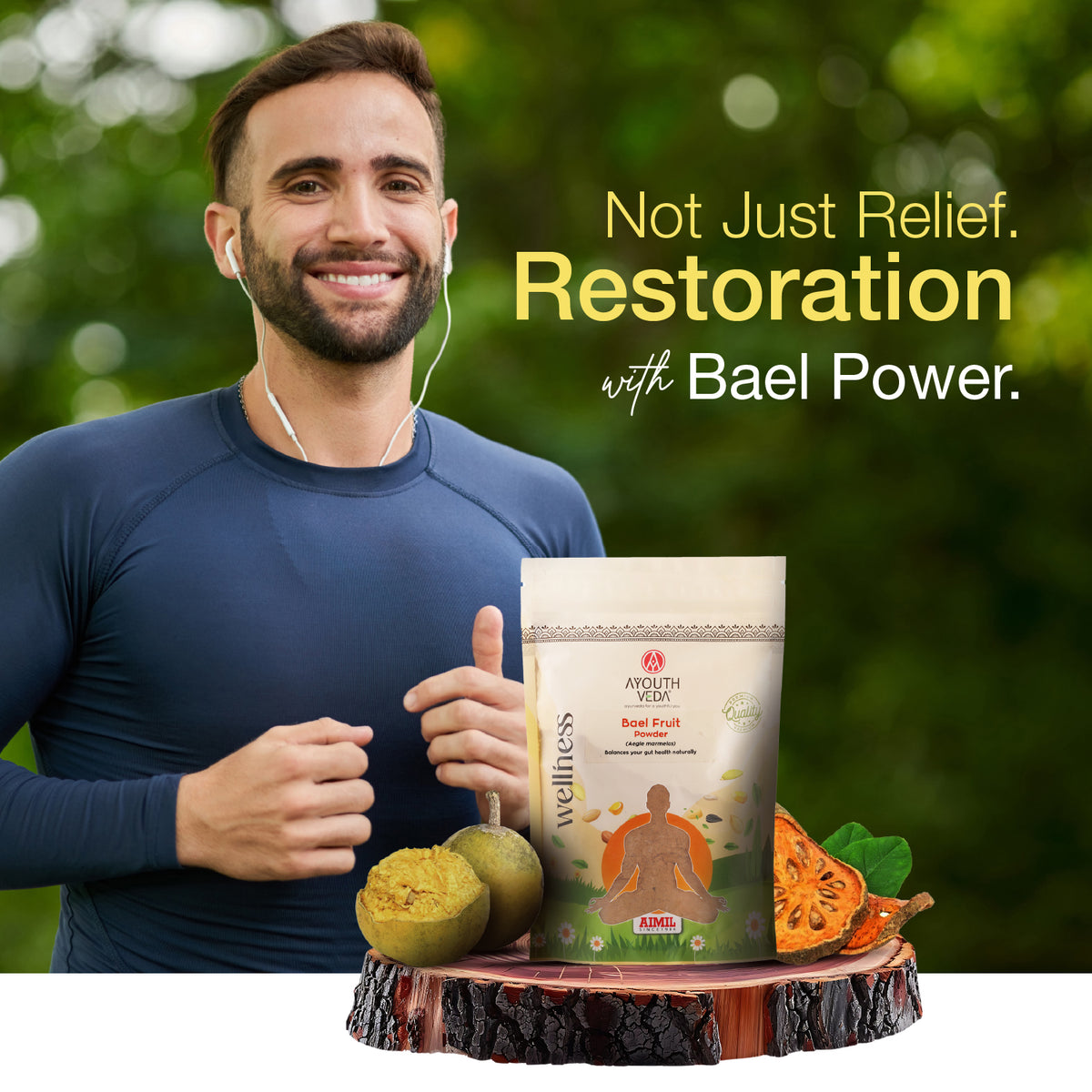 Instant Bael Powder Bael Fruit Powder with Pure Sun-Dried Bael (Aegle marmelos) for Digest ...