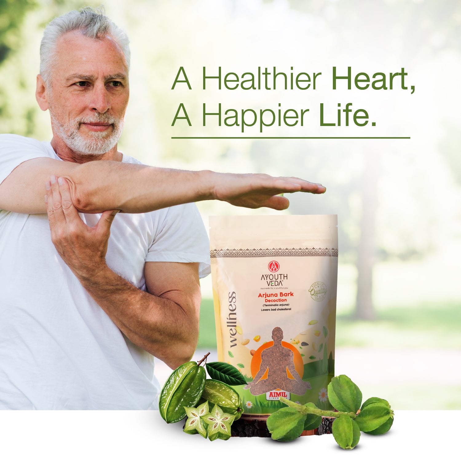 Ayouthveda Arjuna Bark Decoction | Pure Terminalia arjuna Cardiac Tonic for Heart Strength, Healthy Cholesterol & Improved Circulation | Antioxidant-Rich Ayurvedic Herbal Drink for Cardiovascular Wellness | Net Qty: 200g