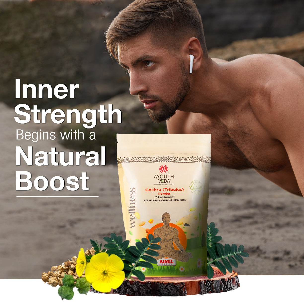 Ayouthveda Gokhru Powder | Pure Ayurvedic Tribulus terrestris for Strength, Stamina & Vitality | Supports Muscle Growth, Kidney & Urinary Health | Natural Energy & Performance Booster | Net Qty: 200g