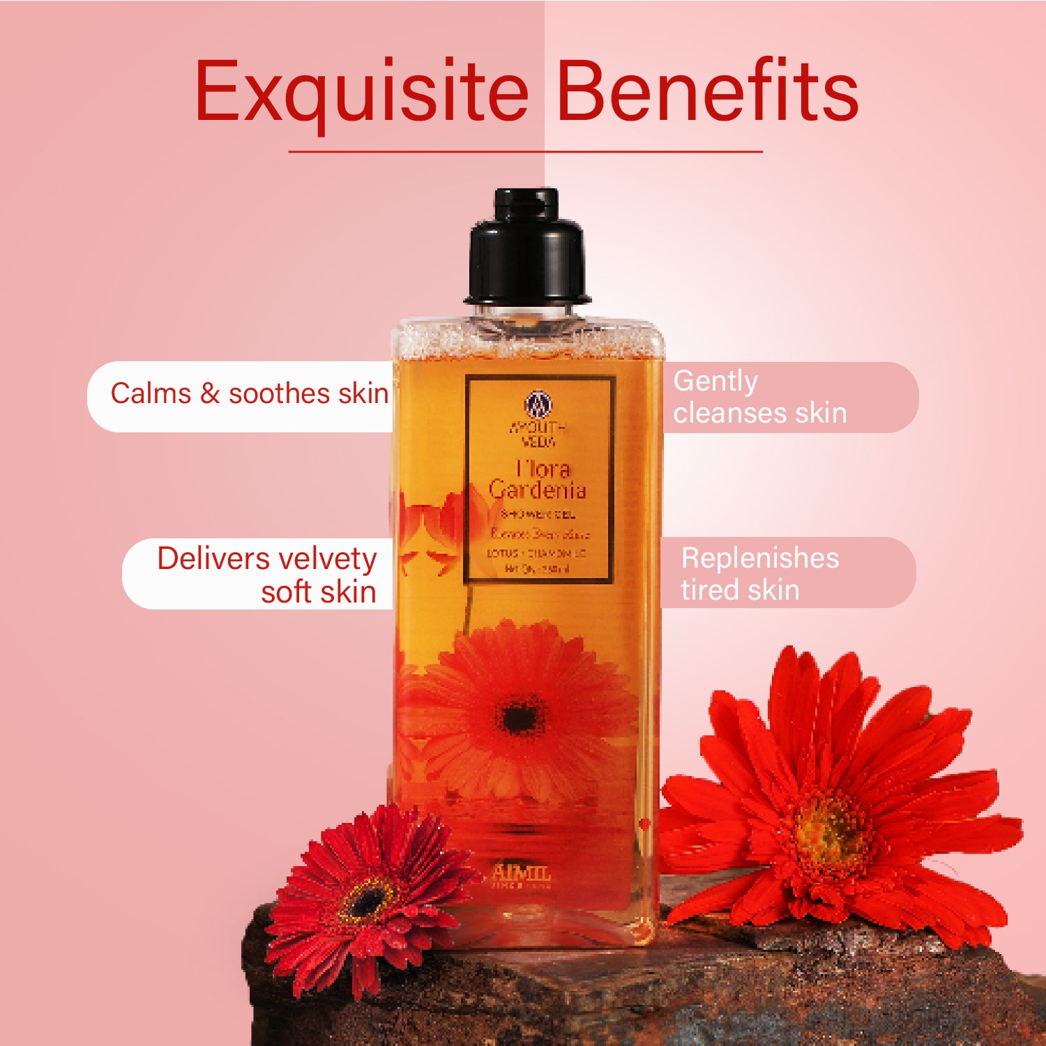 Ayouthveda Flora Gardenia Shower Gel for Women & Men | With Chamomile, Lotus & Butea for Skin Rejuvenation & Relaxation | For All Skin Types | (250 ml)