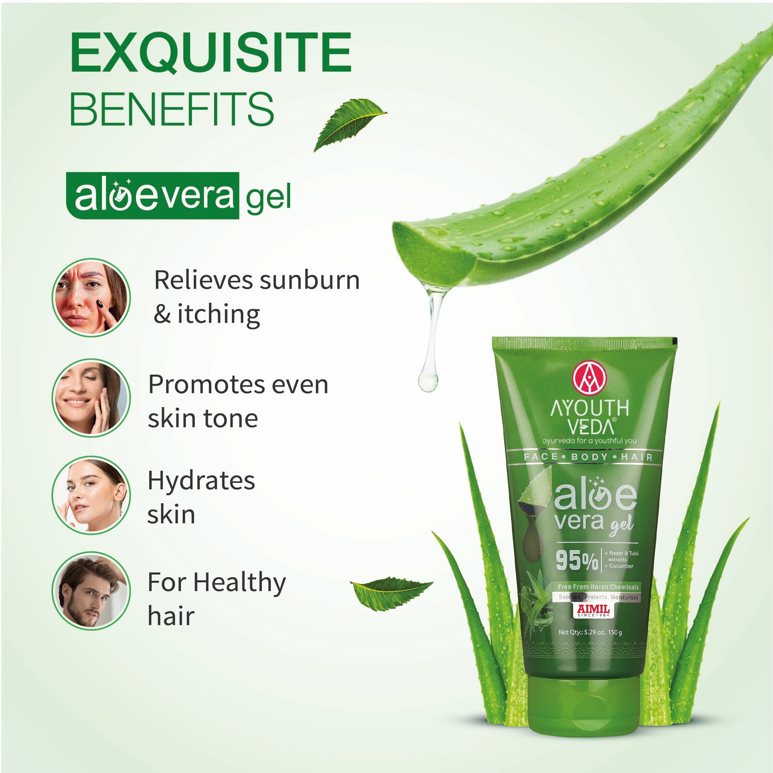 Soothing Aloe Care Combo: Aloe Vera Lotion (250 ml), Aloe Vera Shampoo (100 g), Aloe Vera Gel (150 g)
