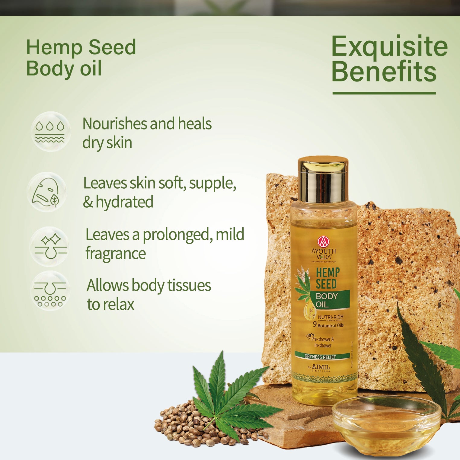 Hemp Skin Nourishment Combo: Hemp Seed Body Oil (100 ml) | Hemp Shower Gel (250 ml) | Hemp Seed Body Lotion (250 ml)