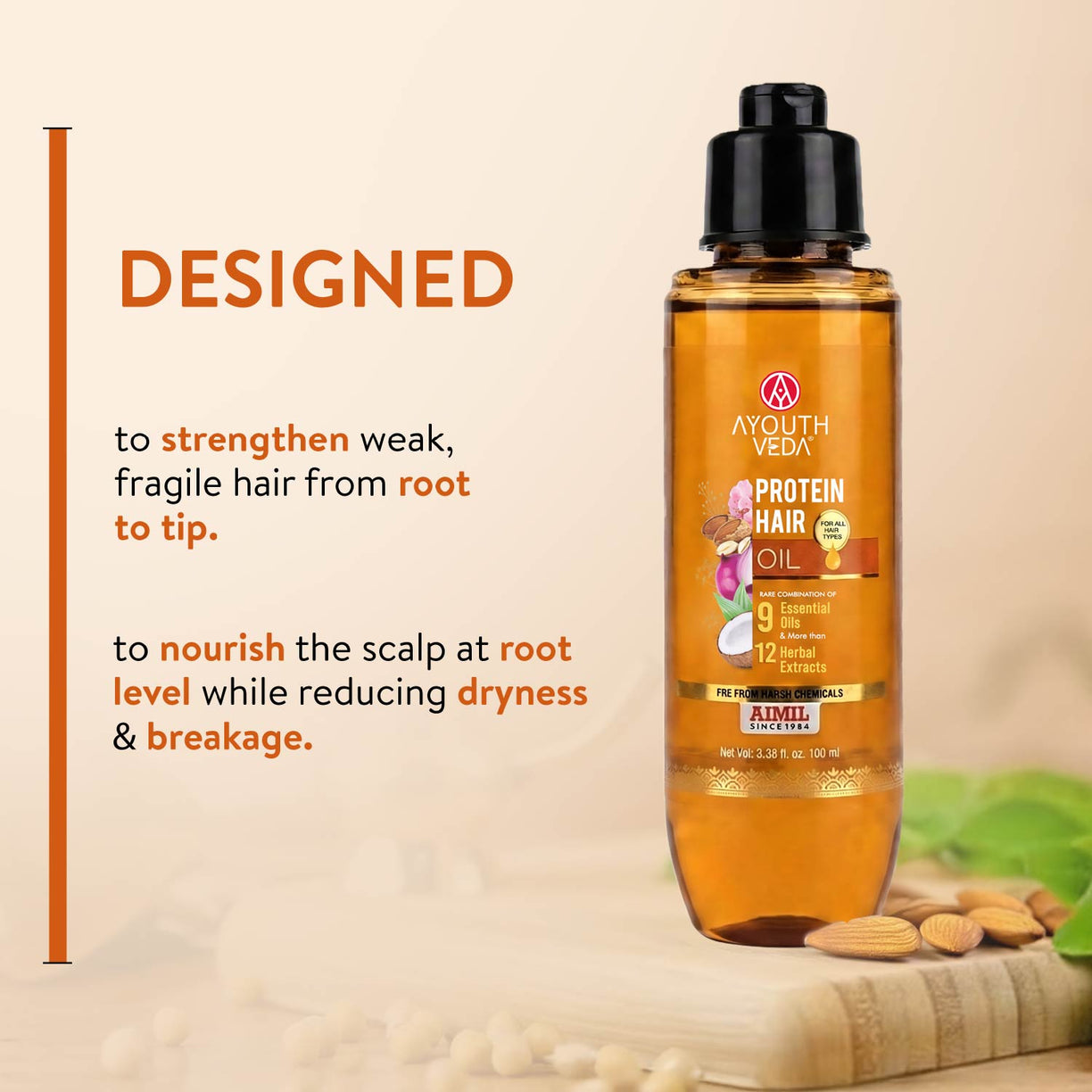 Protein Hair Oil With Bhringraj and Coffee Beans ( Net Qty - 100ml )
