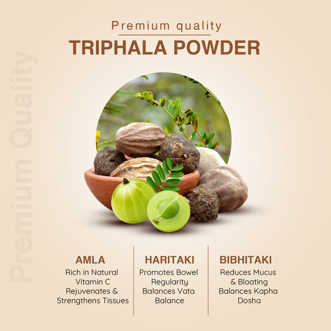 Triphala Powder – Traditional Ayurvedic Blend for Daily Detox & Gut Health – Net Qty: 200g