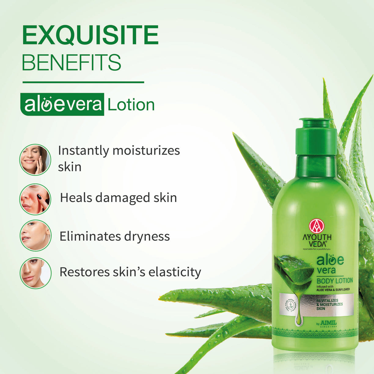 Soothing Aloe Care Combo: Aloe Vera Lotion (250 ml), Aloe Vera Shampoo (100 g), Aloe Vera Gel (150 g)